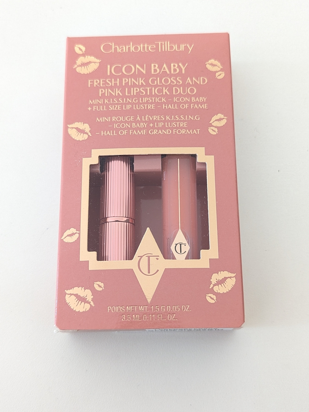 NWT NIB Charlotte Tilbury Icon Baby Fresh Pink Gloss & Pink Lipstick Duo